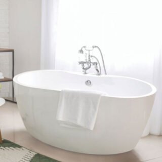 BC Designs Tamorin Petite Freestanding Double Ended Bath With Waste - 1400mm x 750mm - Gloss White - Image 2