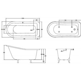 Bc Designs Fordham Freestanding Single Ended Slipper Bath with Feet Set 2 - Gloss White - Image 5