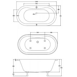 Bc Designs Elmstead Freestanding Double Ended Bath with Feet Set 1 - Gloss White - Image 4