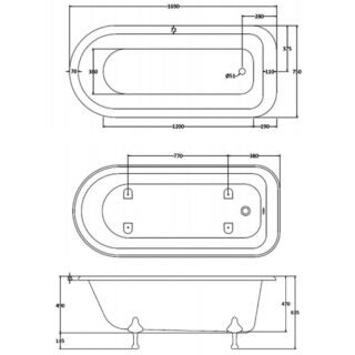BC Designs Mistley Freestanding Single Ended Bath with Feet Set 2 - 1700mm x 750mm - Gloss White - Image 3