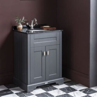 BC Designs Victrion 2 Door Floor Standing Vanity Unit With Marble Top Basin - 600mm Wide - 1 Tap Hole - Image 4