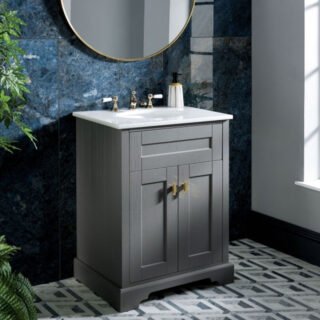 BC Designs Victrion 2 Door Floor Standing Vanity Unit With Marble Top Basin - 600mm Wide - 1 Tap Hole - Image 5