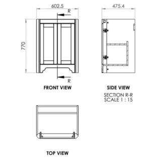 BC Designs Victrion 2 Door Floor Standing Vanity Unit With Basin - 640mm Wide - Image 3