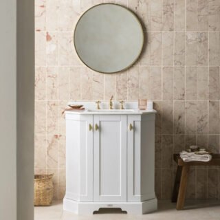 BC Designs Victrion 3 Door Floor Standing Vanity Unit With Marble Top Basin - 750mm Wide - 1 Tap Hole - Image 2