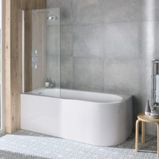 BC Designs Solid Blue Straight Bath Screen - 6mm Glass - 1435mm x 790mm - Image 2