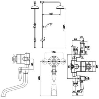 BC Designs Victrion Triple Exposed Shower Valve with Shower Kitand Fixed Head - Image 4
