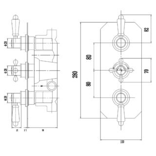 BC Designs Victrion 2-Way Triple Concealed Shower Valve - Image 3