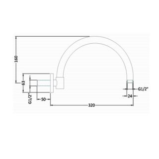 BC Designs Victrion Arch Wall Mounted Shower Arm - Image 2