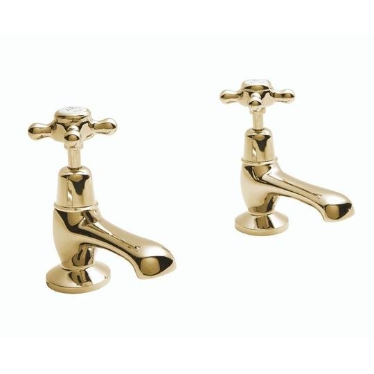 BC Designs Victrion Crosshead Basin Pillar Taps Pair - Gold
