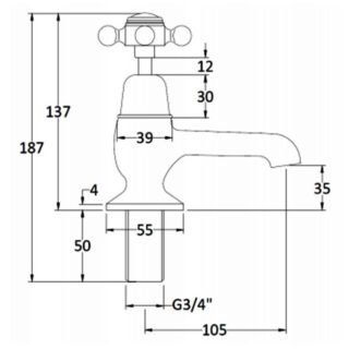 BC Designs Victrion Crosshead Bath Pillar Taps Pair - Image 2