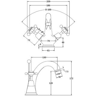 BC Designs Victrion Crosshead Mono Basin Mixer Tap - Image 2