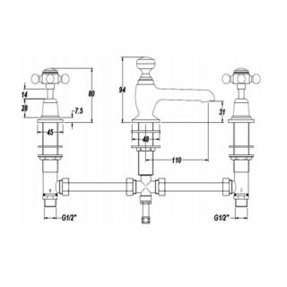 BC Designs Victrion Crosshead Basin Mixer Tap with Pop-Up Waste - Image 2