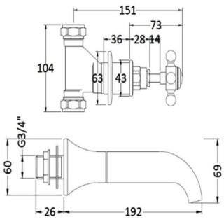 BC Designs Victrion Crosshead Bath Filler Tap with Spout - Image 4