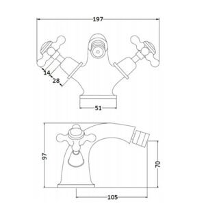 BC Designs Victrion Crosshead Mono Bidet Mixer Tap with Pop-Up Waste - Image 2