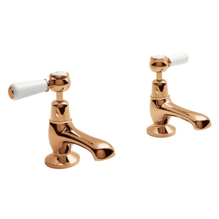 BC Designs Victrion Lever Basin Pillar Taps Pair - Copper