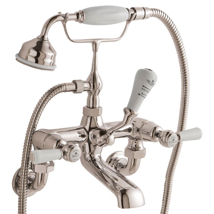 BC Designs Victrion Lever Wall Mounted Bath Shower Mixer Tap - Nickel