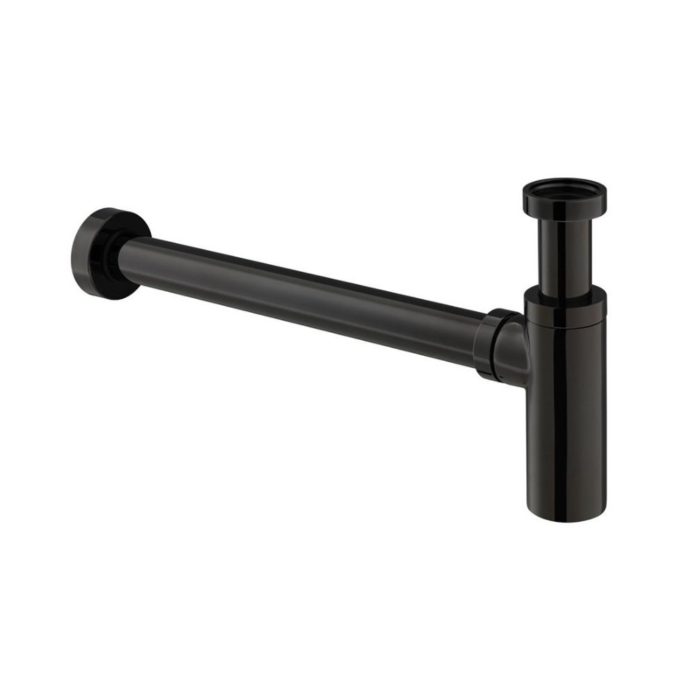 Vado Individual Round Bottle Trap - Polished Black