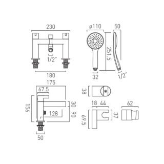 Vado Individual Edit Bath Shower Mixer Tap With Kit - Image 4