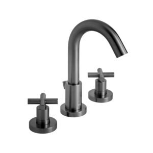 Vado Individual Elements 3 Hole Deck Mounted Basin Mixer Tap with Pop Up Waste - Brushed Black