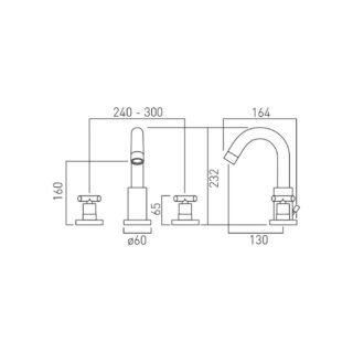 Vado Individual Elements 3 Hole Deck Mounted Basin Mixer Tap with Pop Up Waste - Image 5