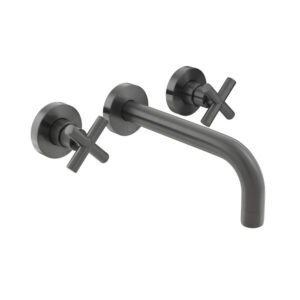 Vado Individual Elements 3 Hole Wall Mounted Basin Mixer Tap with 200mm Spout - Brushed Black