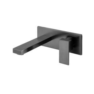 Vado Individual Notion Wall Mounted Basin Mixer Tap With Rectangular Backplate - Brushed Black