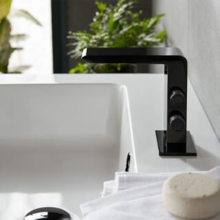 Vado Individual Omika Noir Mono Basin Mixer Tap - Polished Black - Image 4