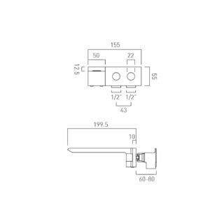 Vado Individual Omika Noir Wall Mounted Basin Mixer Tap - Polished Black - Image 4