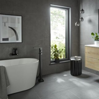 Vado Individual Omika Noir Freestanding Bath Shower Mixer Tap With Kit - Polished Black - Image 3