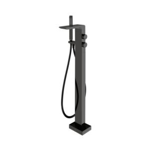 Vado Individual Omika Noir Freestanding Bath Shower Mixer Tap With Kit - Polished Black