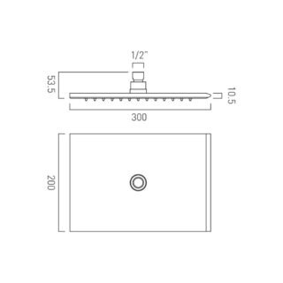 Vado Individual Omika Noir Rectangular Shower Head - 200mm x 300mm - Polished Black - Image 4