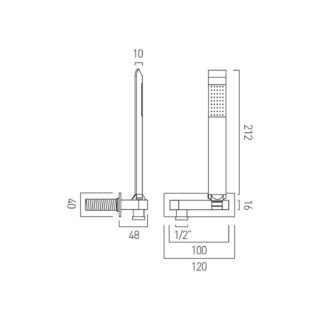 Vado Individual Omika Noir Single Function Mini Shower Kit with Integrated Outlet And Bracket - Polished Black - Image 4