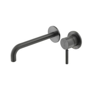 Vado Individual Origins Slimline 2 Hole Wall Mounted Single Lever Basin Mixer Tap with Spout - Brushed Black