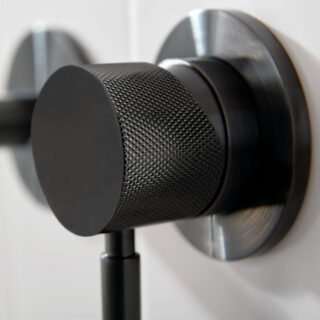 Vado Individual Origins Slimline 2 Hole Wall Mounted Single Lever Basin Mixer Tap with Knurled Handle - Image 3