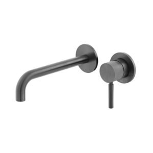 Vado Individual Origins Slimline 2 Hole Wall Mounted Single Lever Basin Mixer Tap with Knurled Handle - Brushed Black