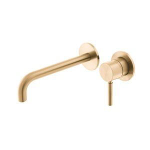Vado Individual Origins Slimline 2 Hole Wall Mounted Single Lever Basin Mixer Tap with Spout - Brushed Gold