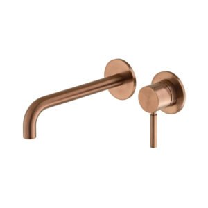 Vado Individual Origins Slimline 2 Hole Wall Mounted Single Lever Basin Mixer Tap with Spout - Brushed Bronze