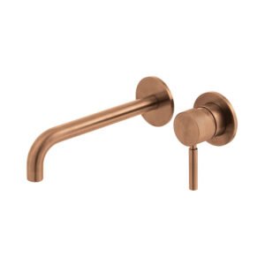 Vado Individual Origins Slimline 2 Hole Wall Mounted Single Lever Basin Mixer Tap with Knurled Handle - Brushed Bronze