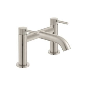 Vado Individual Origins Deck Mounted Bath Filler Tap with Knurled Handles - Brushed Nickel