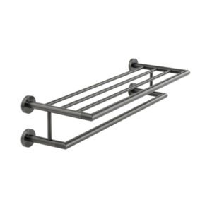 Vado Individual Spa Towel Shelf with Towel Rail - Brushed Black
