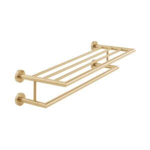 Vado Individual Spa Towel Shelf with Towel Rail - Brushed Gold