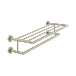 Vado Individual Spa Towel Shelf with Towel Rail - Brushed Nickel