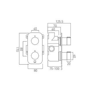 Vado Individual Tablet Altitude 1 Outlet Vertical Concealed Thermostatic Shower Valve - Image 3