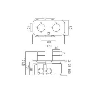 Vado Individual Tablet Altitude 2 Outlet Horizontal Concealed Thermostatic Shower Valve - Image 3