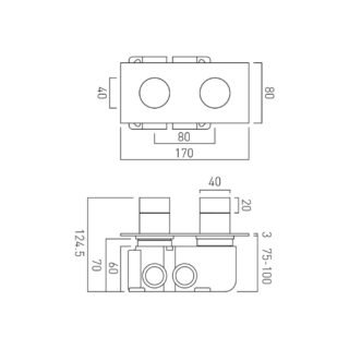 Vado Individual Tablet Fusion Horizontal 2 Outlet Thermostatic Concealed Valve with Knurled Handles and Mixed Finish - Image 11