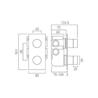 Vado Individual Tablet Omika Noir 2 Outlet Vertical Concealed Thermostatic Valve - Polished Black - Image 5