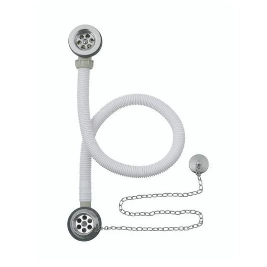 BC Designs Plug & Chain Concealed Bath Waste - Brushed Chrome