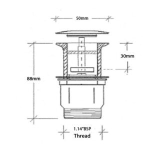 BC Designs Push Down Unslotted Basin Waste for Thin Basin - Image 2