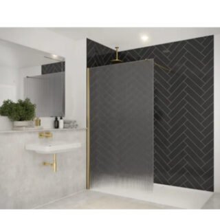 Merlyn 8mm Fluted Glass Wetroom Panel With Bracing Bar - Image 2