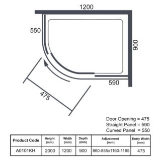 Merlyn Ionic Essence Frameless 1 Door Offset Quadrant Shower Enclosure - Image 2